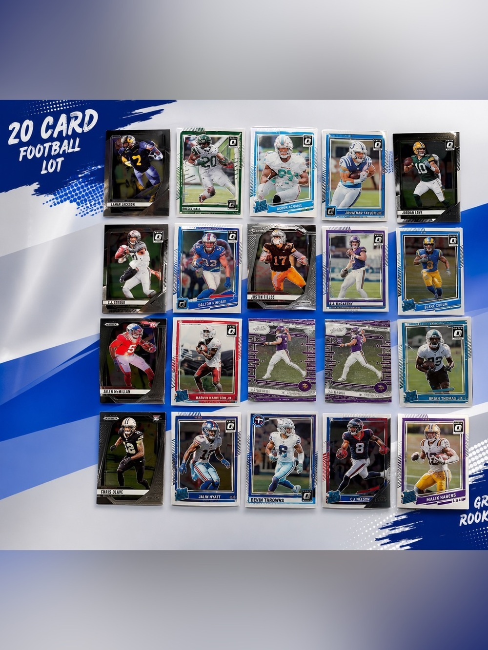 20pc NFL Trading Card Lot - Blue and Black Accents FB1